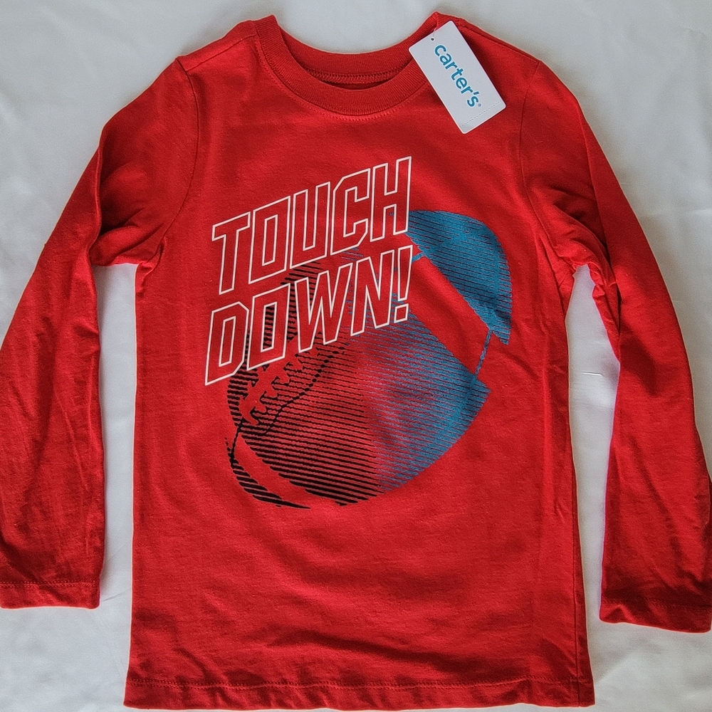 Carter's Kids Long-Sleeve Shirt, Touchdown Football, Red, Size 6 Regular (NWT)
